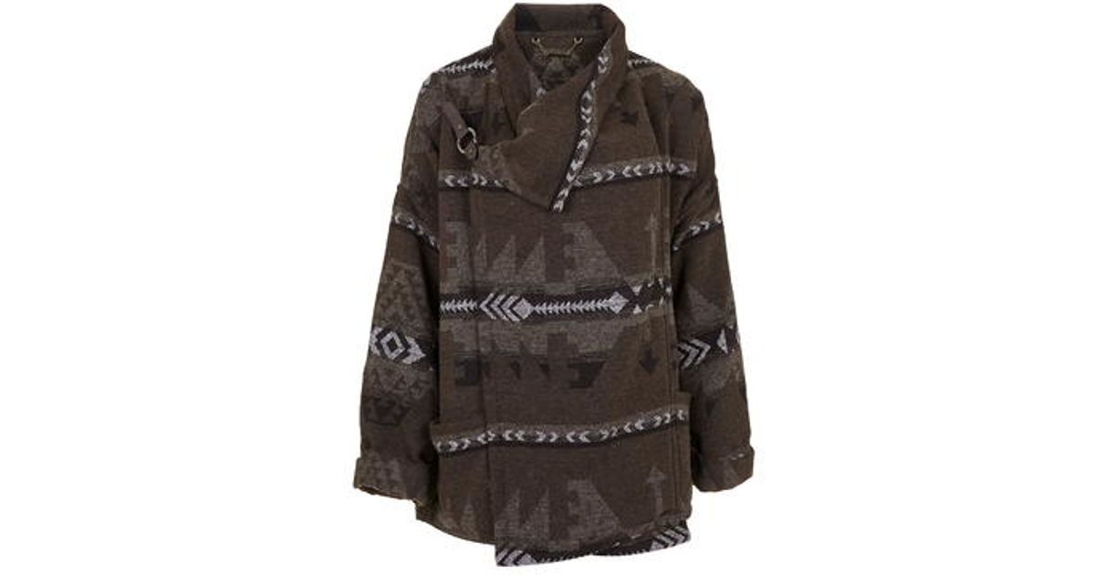 Topshop Aztec Wool Wrap Coat By Capulet in Gray | Lyst