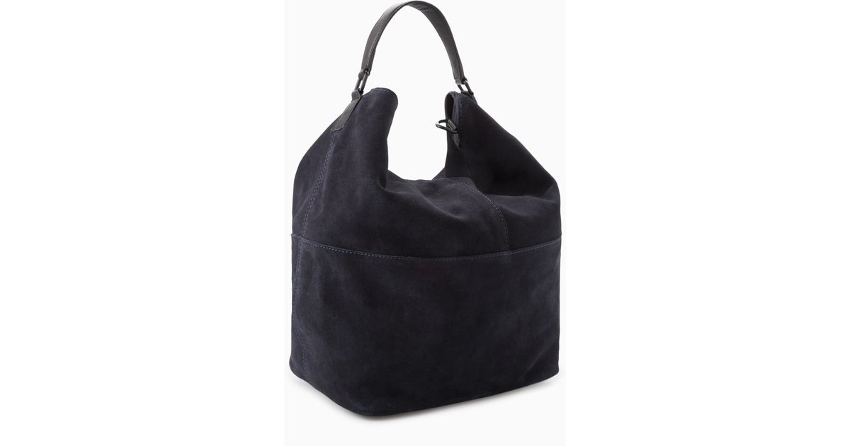 Lyst Mango Leather Hobo Bag In Blue