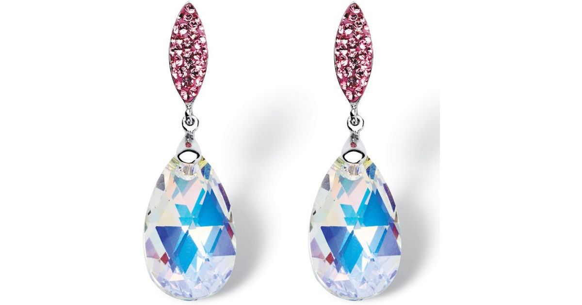 Lyst Palmbeach Jewelry Pear Cut Aurora Borealis Crystal Drop Lyst Palmbeach Jewelry Pear Cut Aurora Borealis Crystal Drop Earrings Made With Swarovski Elements In Silvertone Metallic