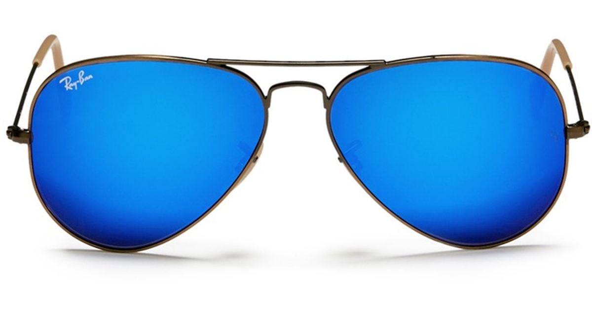 Ray-ban 'aviator Large Metal' Mirror Sunglasses in Blue | Lyst