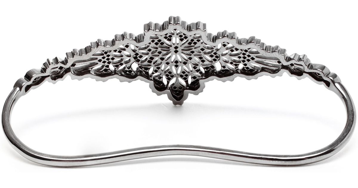 Lyst Damak Oxidised Gold And Diamond Hand Bracelet In Black