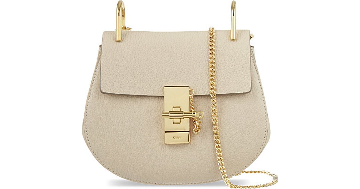 Chlo Drew Mini Leather Cross-body Bag in Beige (Abstract white ...