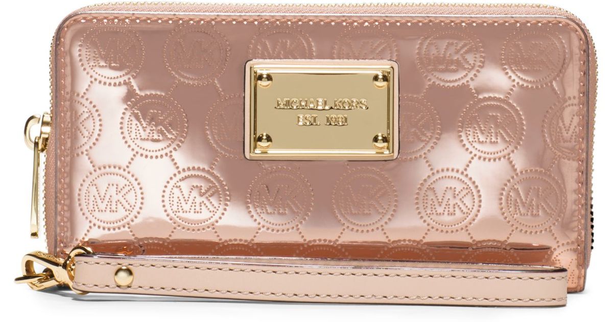 rose gold michael kors wristlet