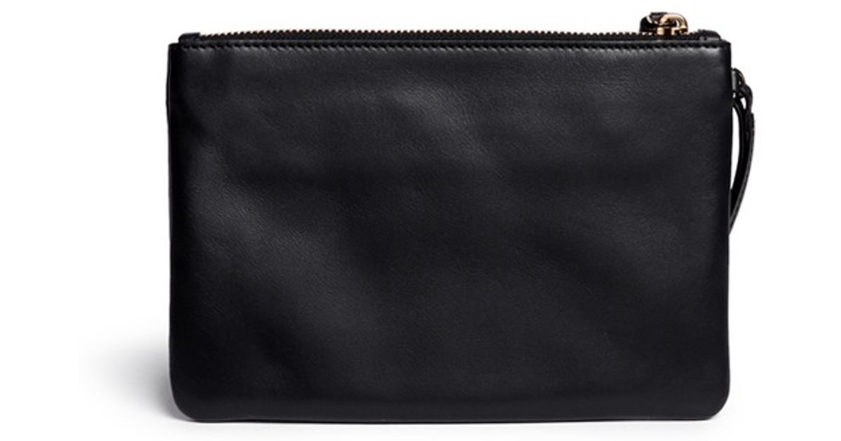 Anya hindmarch \u0026#39;smiley\u0026#39; Leather Zip Pouch in Black | Lyst