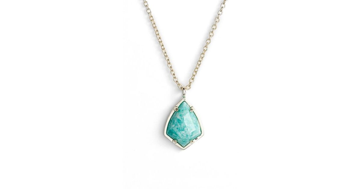 Kendra Scott Cory Semiprecious Stone Pendant Necklace Ite Kendra Scott Cory Semiprecious Stone Pendant Necklace Ite Gold In Green Lyst