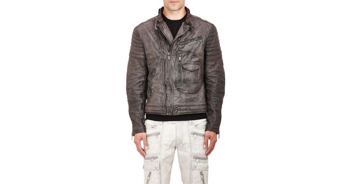 Ralph Lauren Black Label Gray Quilted Moto Jacket For Men Lyst