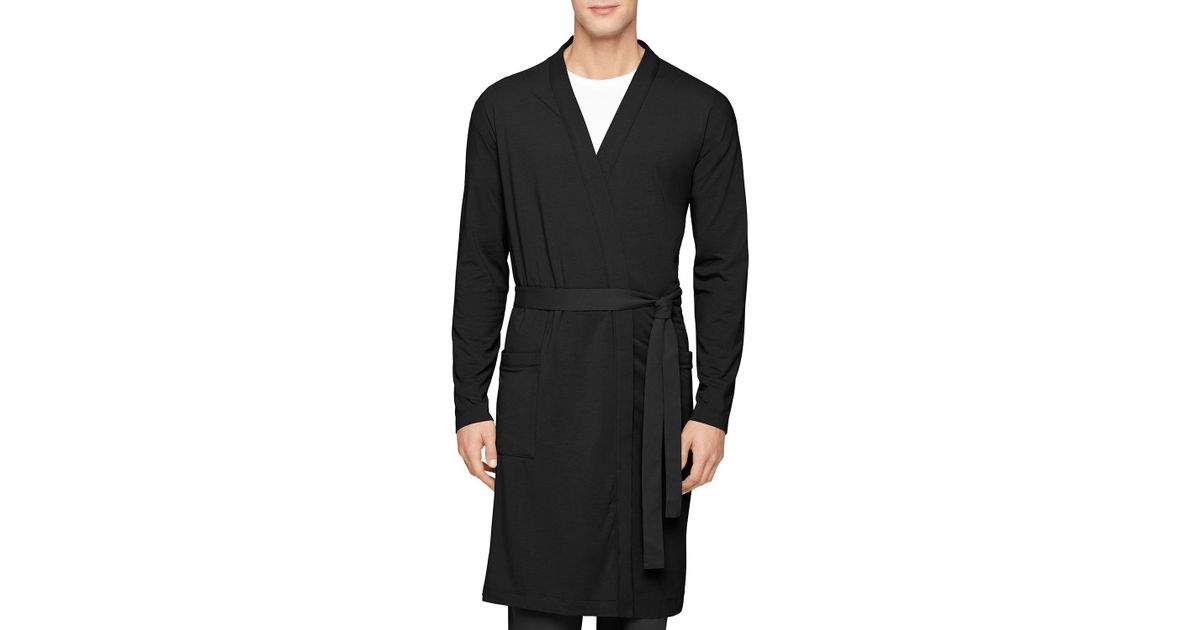 Lyst Calvin Klein Cotton Modal Robe in Black for Men