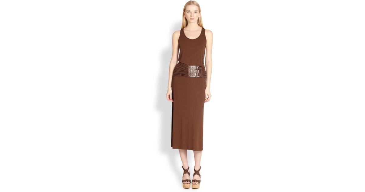 Lyst Michael Kors Belted Jersey Tank Dress