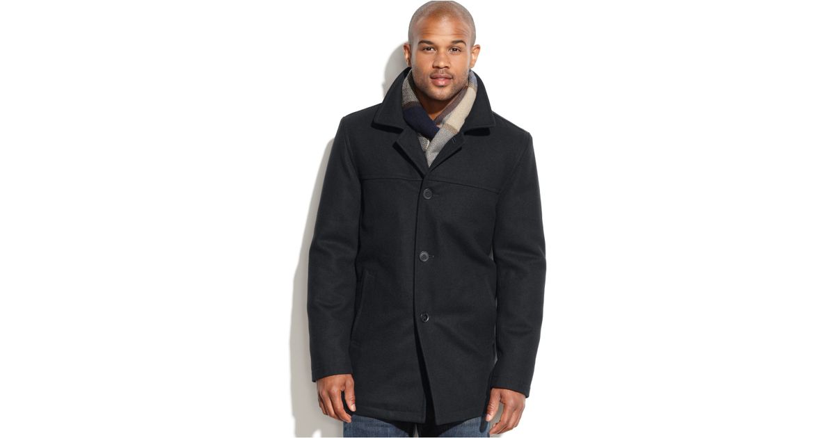 tommy hilfiger men's wool melton walking coat