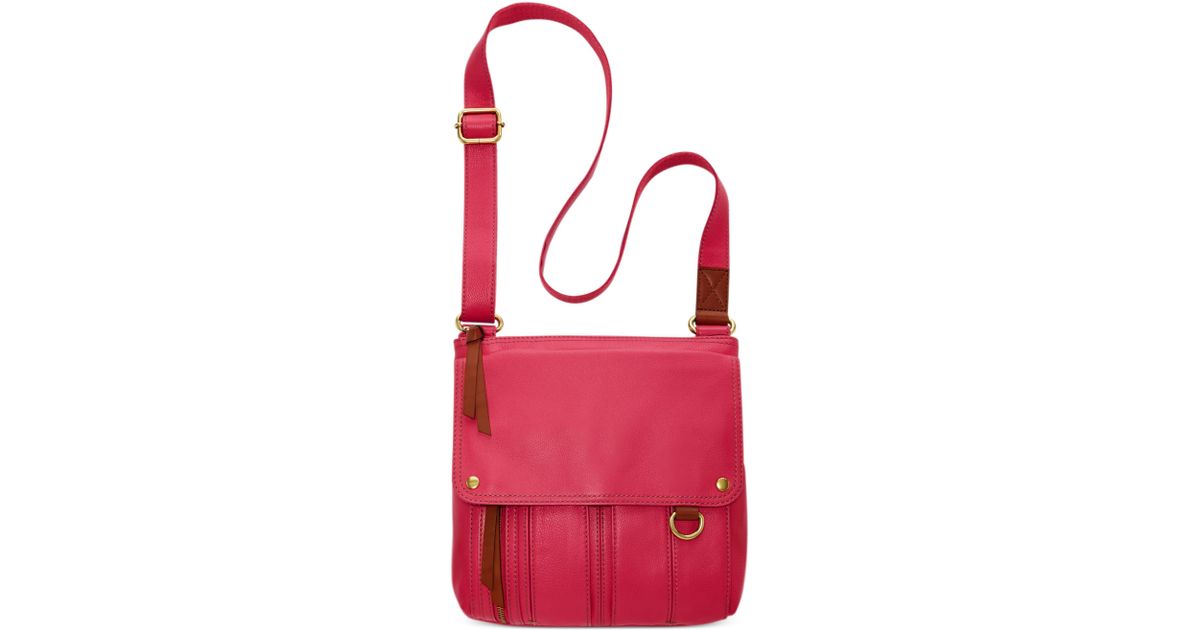 Lyst Fossil Morgan Leather Traveler Crossbody Bag In Pink