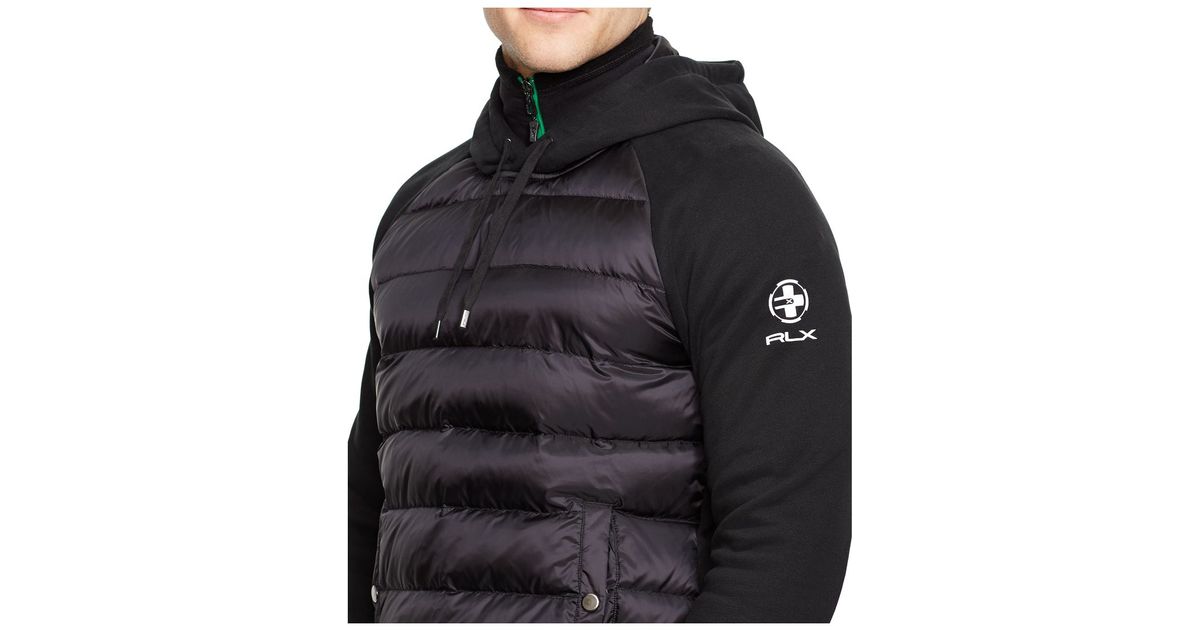 polo ralph rlx quilted fleece hoodie in black for lyst polo ralph rlx quilted fleece hoodie in black for lyst