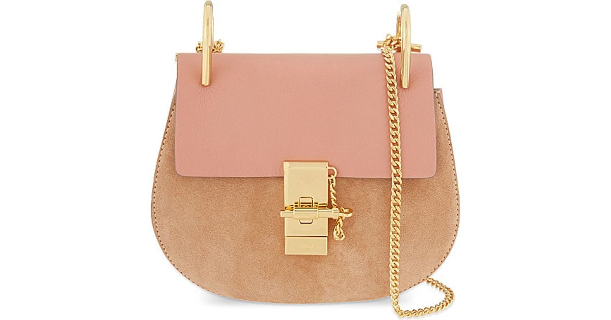 Chlo Drew Mini Suede \u0026amp; Calf Leather Cross-body Bag in Pink (Misty ...