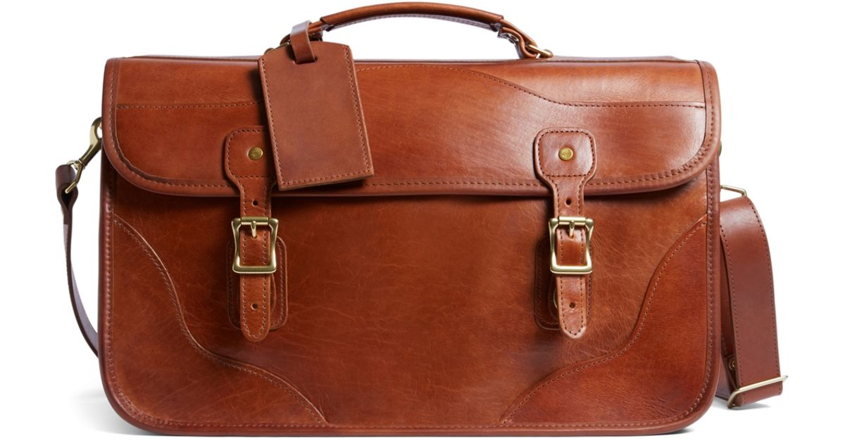 Lyst - Brooks Brothers J.W. Hulme Leather Document Briefcase in Brown ...