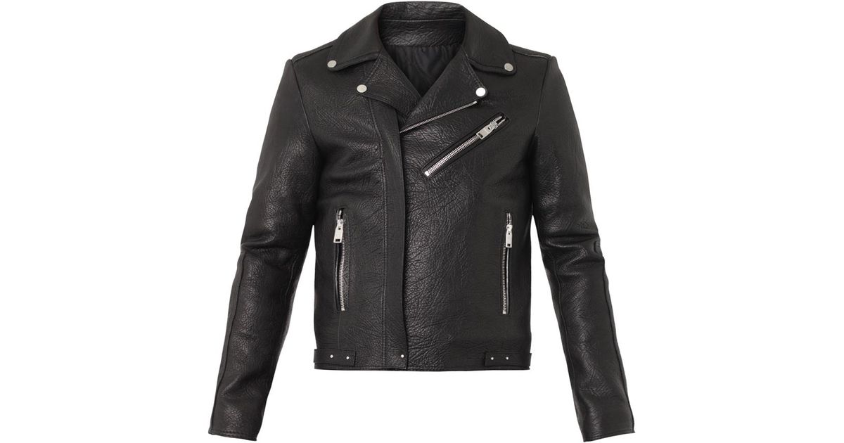 Lyst Balenciaga Grained Leather Biker Jacket In Black For Men