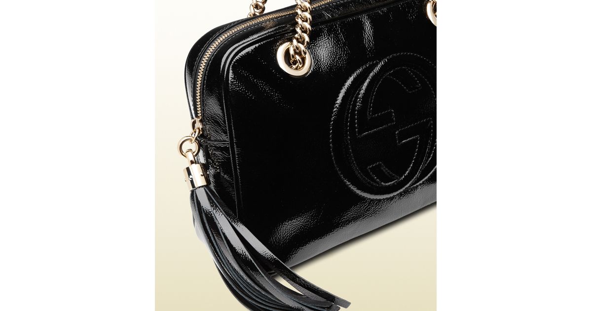 gucci soho patent leather shoulder bag