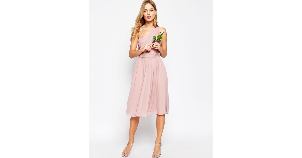  Asos  Wedding  Multiway  Mesh Midi Dress  in Pink Lyst