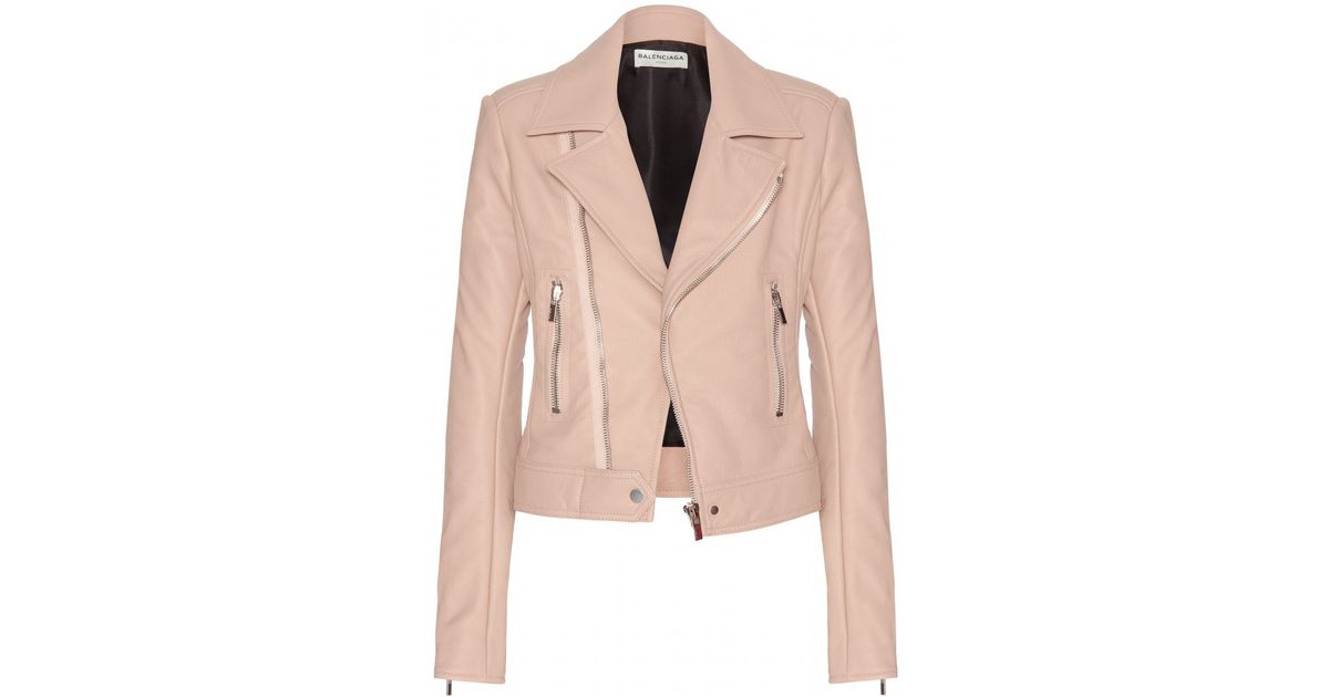 Lyst Balenciaga Leather Jacket In Natural