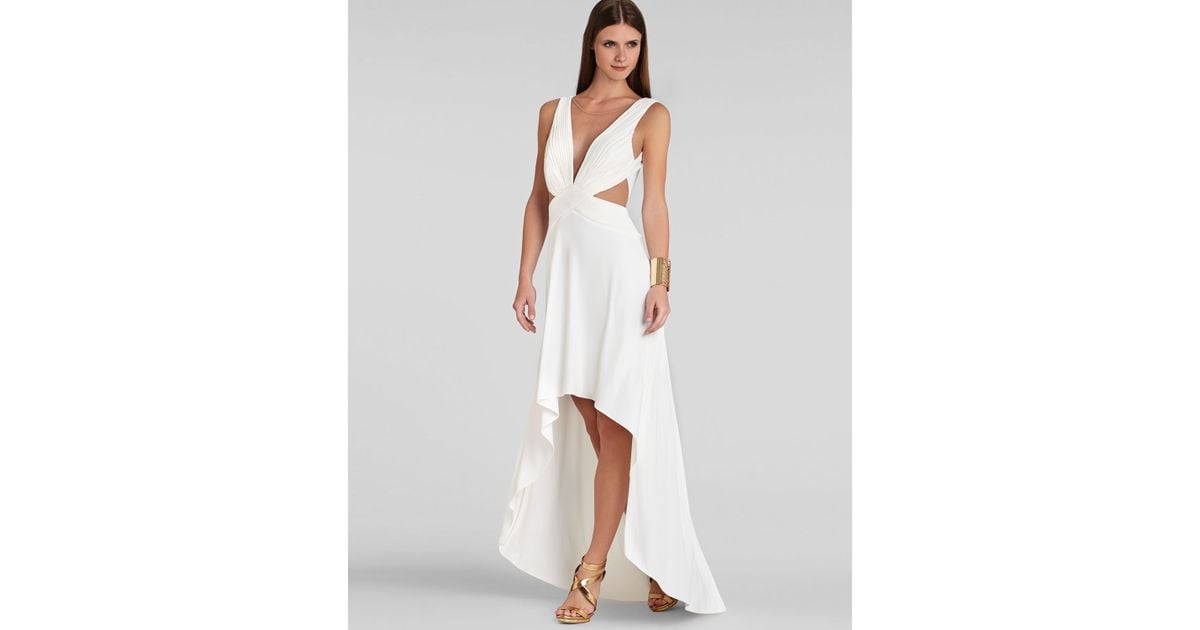 Lyst - Bcbgmaxazria Gown - Anastasia Cutout High/Low in White