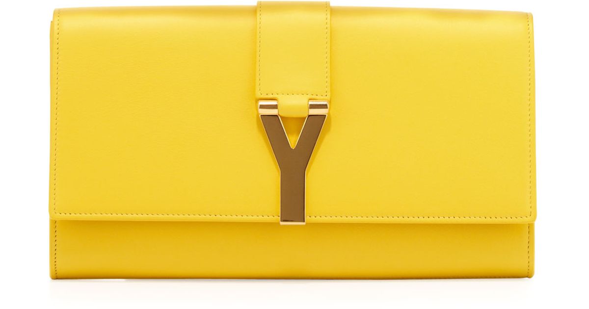 Lyst - Saint Laurent Y Ligne Clutch Bag Yellow in Yellow