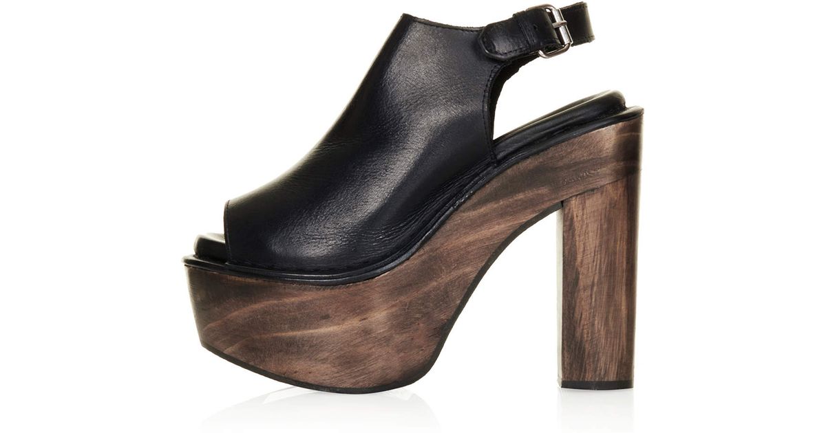 Lyst Top Sunshine Wooden Heel Shoes In Black