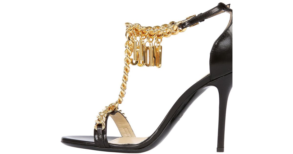 Moschino Sandals in Gold (BLACK) | Lyst