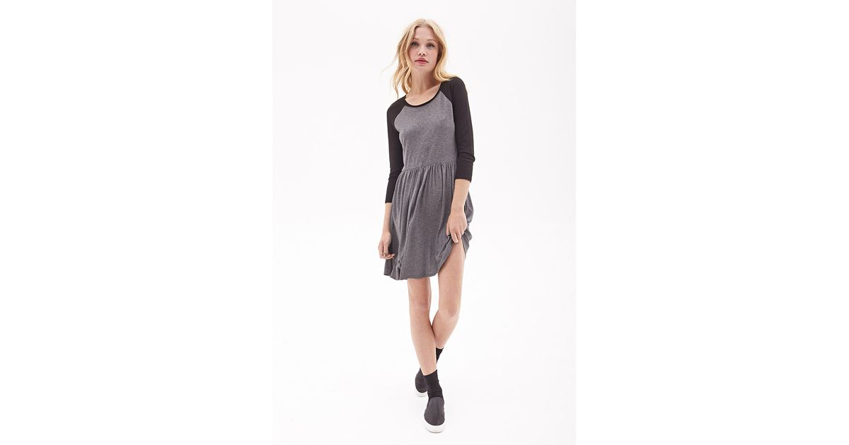 Lyst - Forever 21 Baseball T-Shirt Dress in Gray