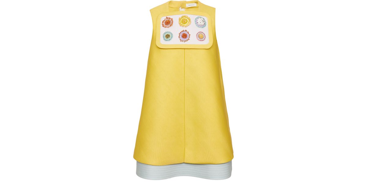 Lyst Delpozo Burnt Yellow Double Sided Silk Twill Dress In