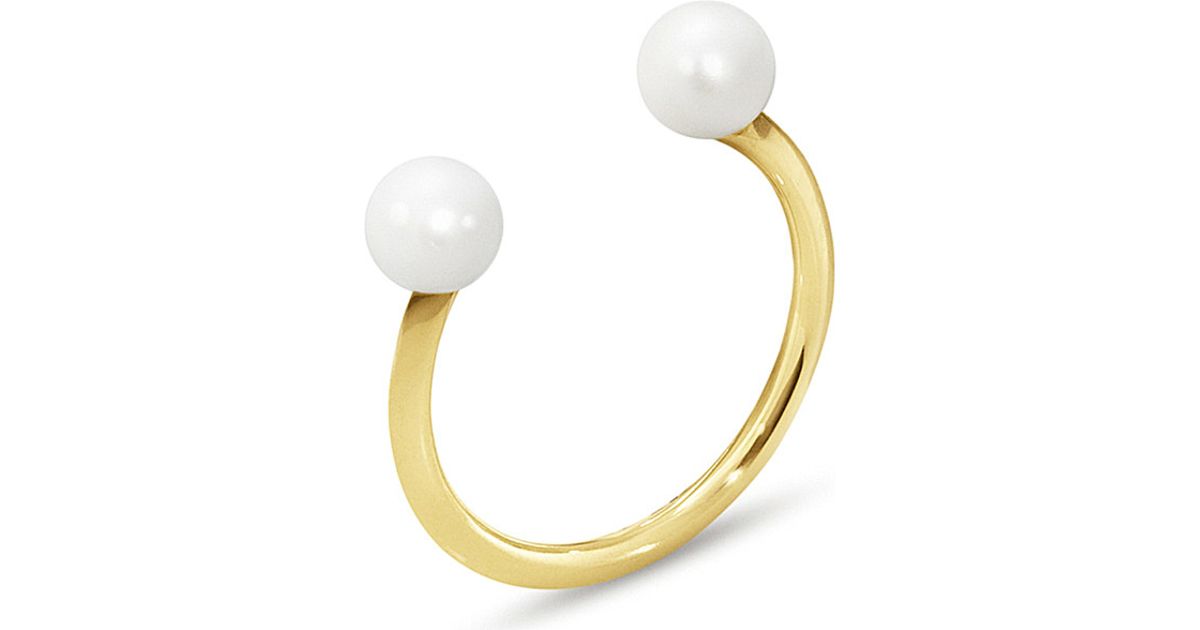 Georg Neva 18ct Yellow Gold Pearl Ring In Metallic georg neva 18ct yellow gold pearl ring in metallic