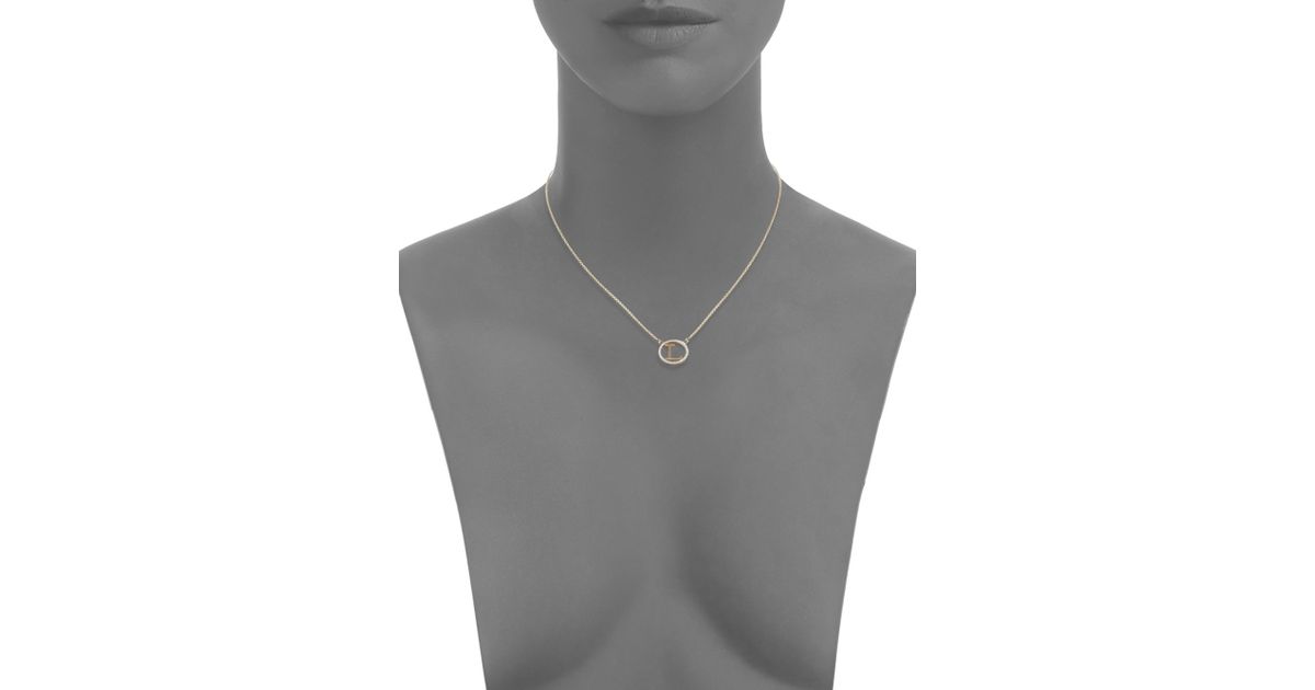 Lyst Kacey K Diamond 14k Green Gold L Initial Necklace In Metallic