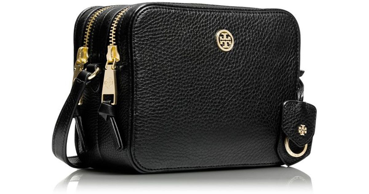 tory burch robinson pebbled double zip crossbody