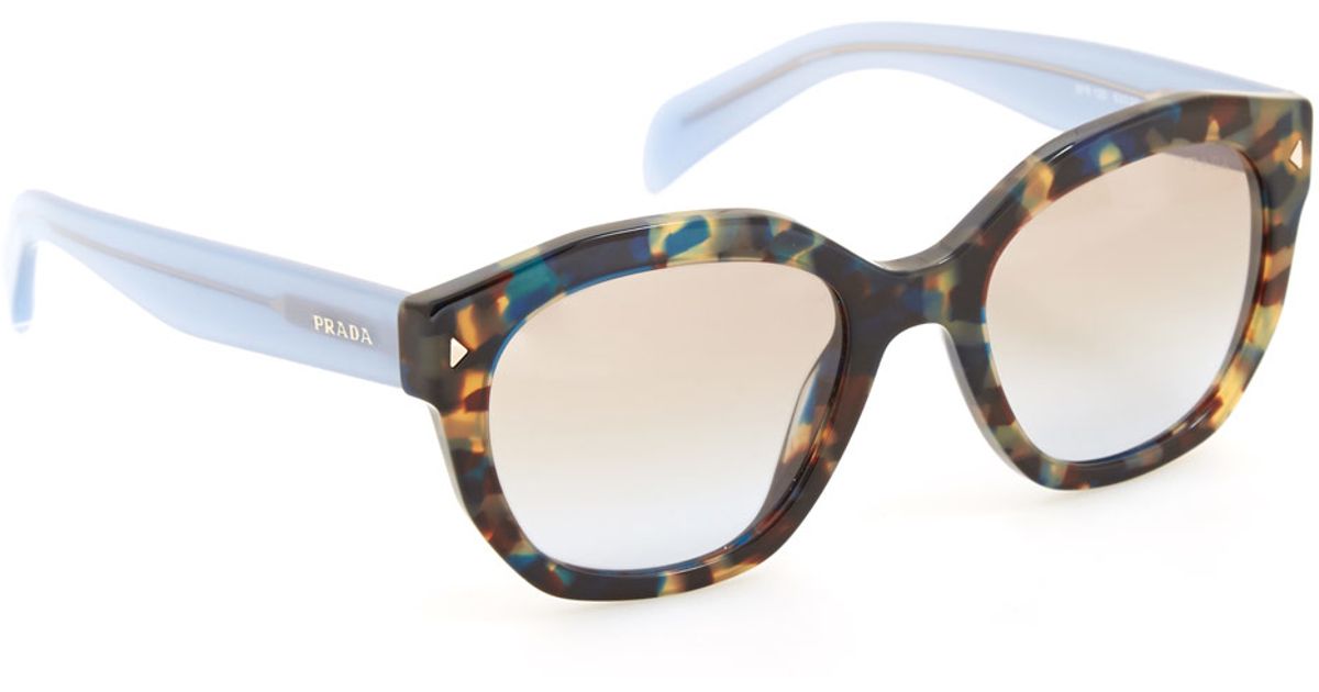 prada silver clutch - Prada Multicolour Tortoiseshell Angular Sunglasses in Multicolor ...