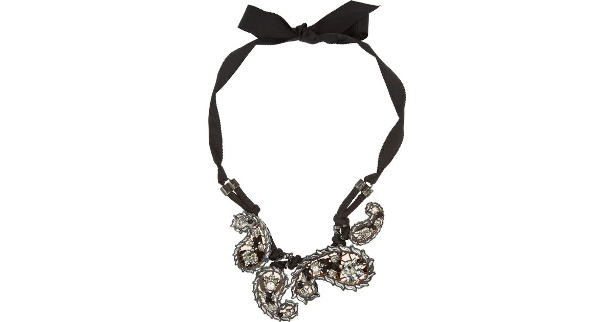 Lyst - Lanvin Udaipur Gunmetal-Tone Crystal Necklace in Black
