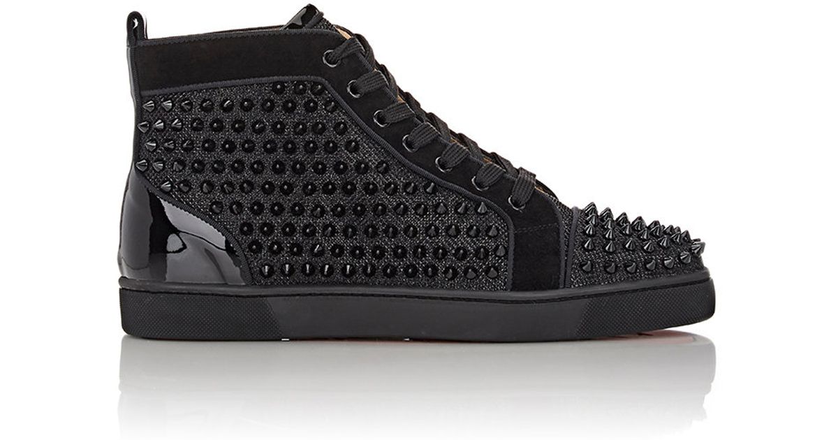 christian louboutin Louis high-top sneakers Black suede tonal ...