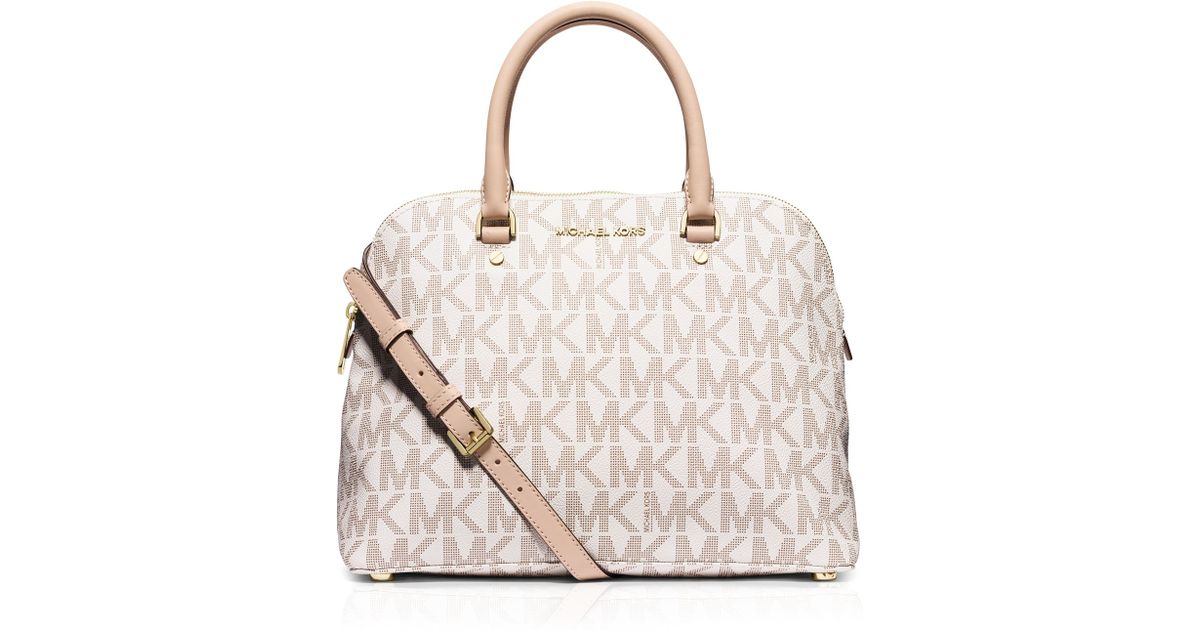 mk white satchel