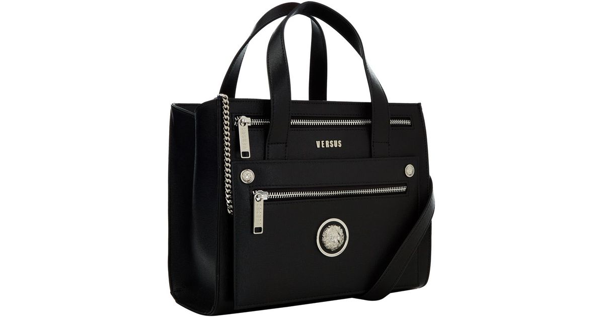 Versus Snap Pocket Front Tote Bag In Black Lyst