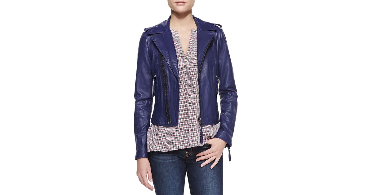 Lyst Joie Ailey Washed Leather Jacket In Purple