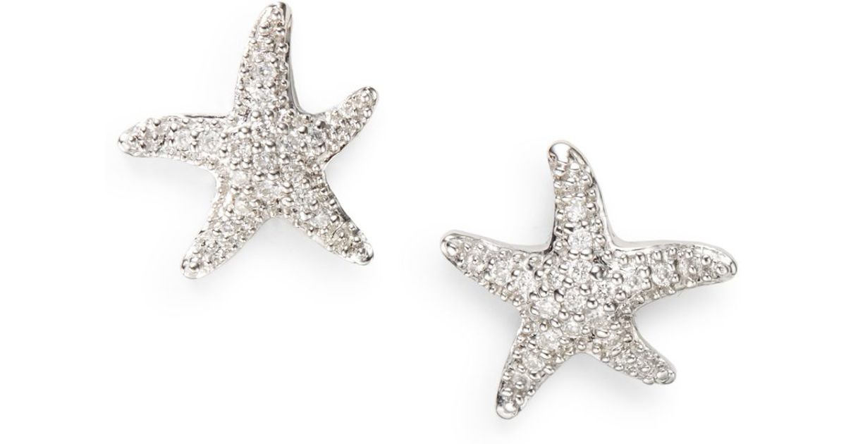 Lyst Saks Fifth Avenue Diamond 14k White Gold Starfish Earrings Lyst Saks Fifth Avenue Diamond 14k White Gold Starfish Earrings In