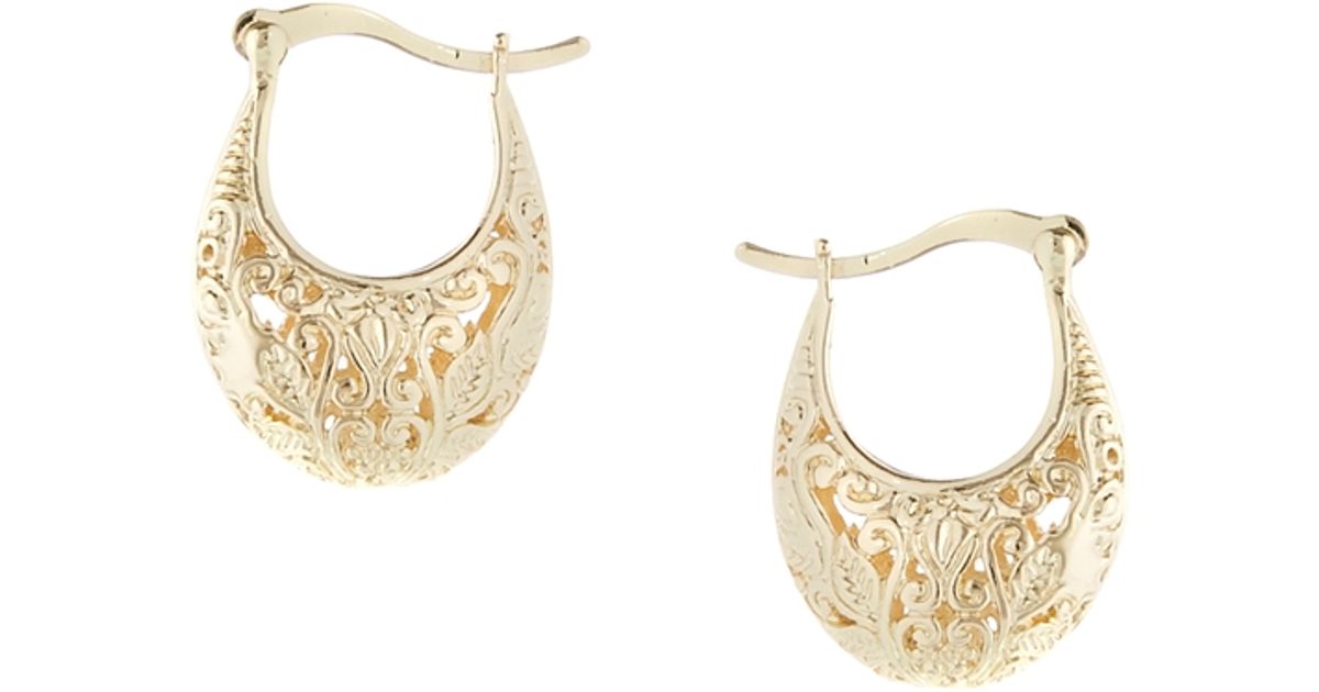Lyst Asos Mini Filigree Hoop Earrings In Metallic