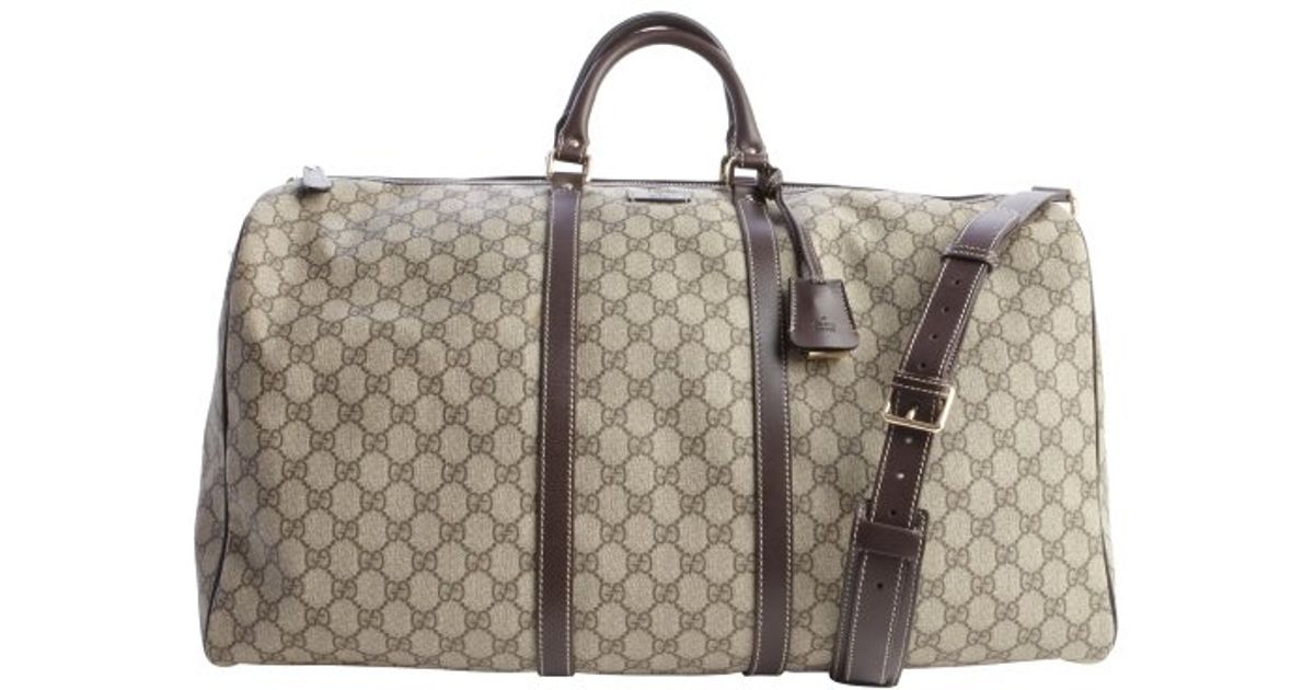 Lyst Gucci Brown Gg Plus Large Travel Duffle Bag In For Men