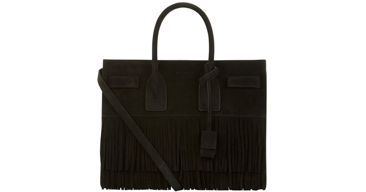 Sac De Jour Nano Suede Fringe Satchel Bag, Tan