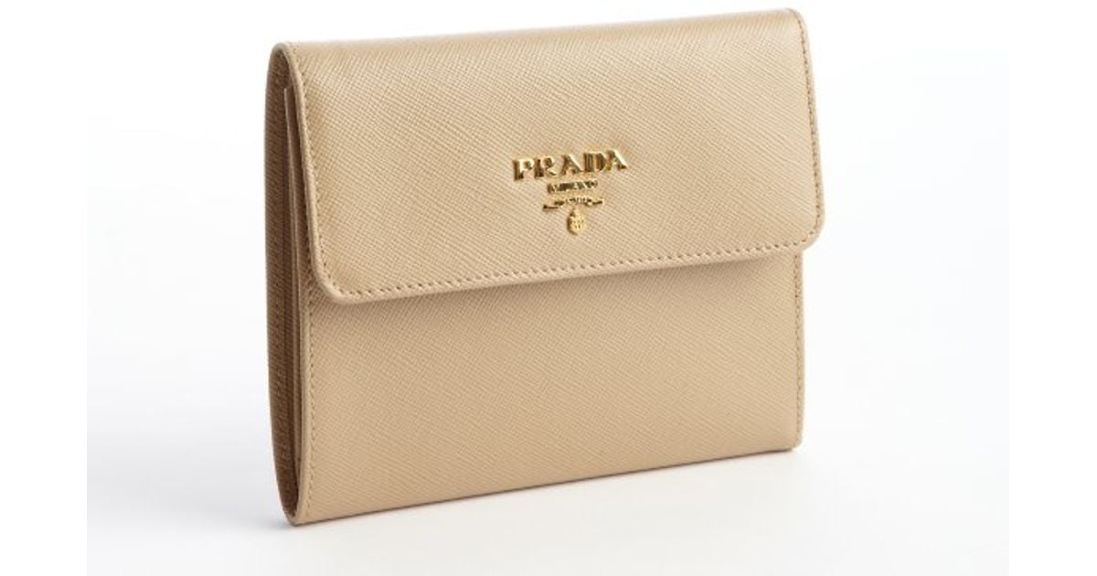 prada beige leather wallet  