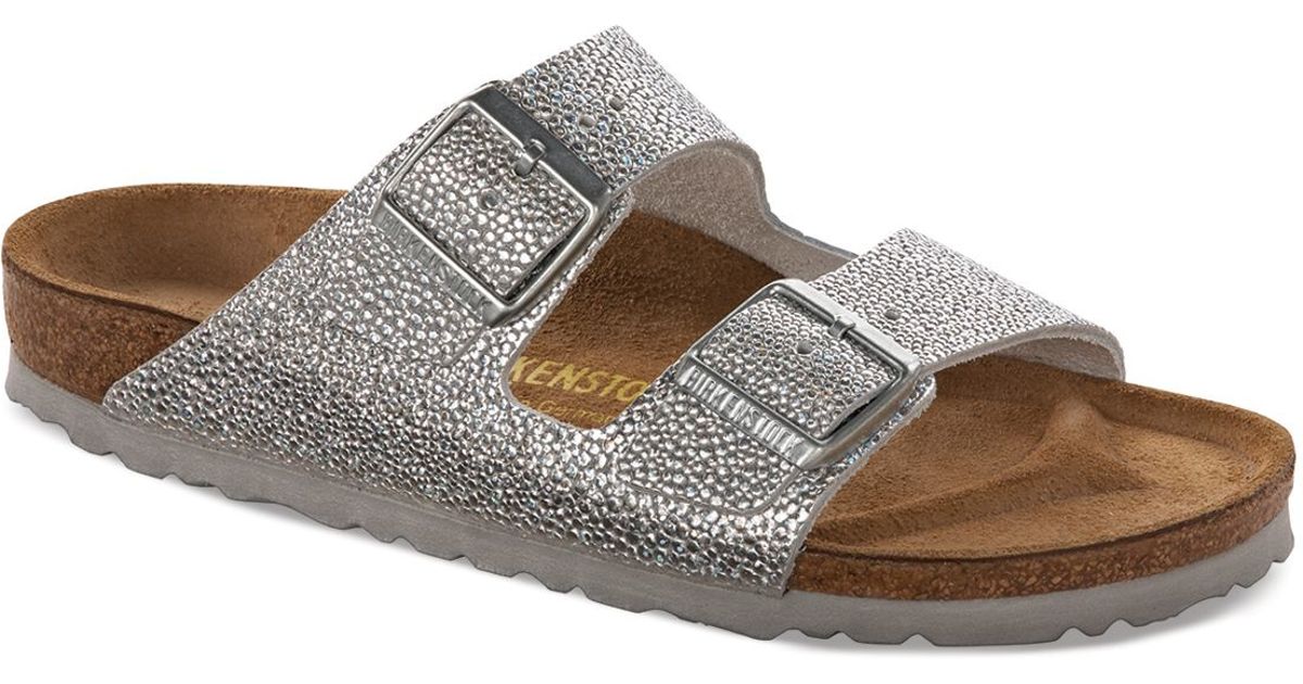 Lyst - Birkenstock Flatbed Sandals - Pebbled Arizona in Metallic