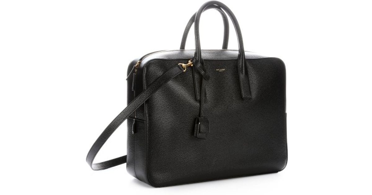 Saint laurent Black Leather \u0026#39;Classic Museum\u0026#39; Small Briefcase in ...  