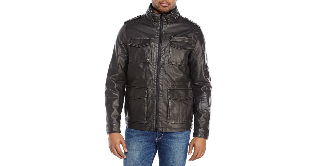 Lyst Dockers Black Faux Leather Field Jacket In For Men