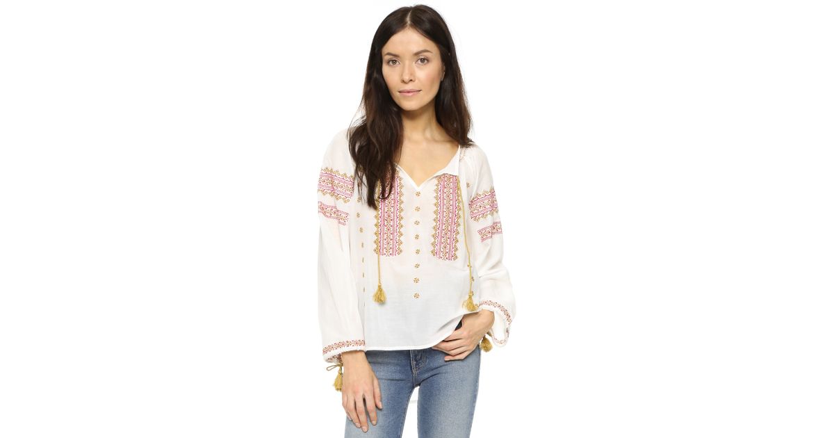 roberta roller rabbit romania embroidered blouse in white lyst roberta roller rabbit romania embroidered blouse in white lyst