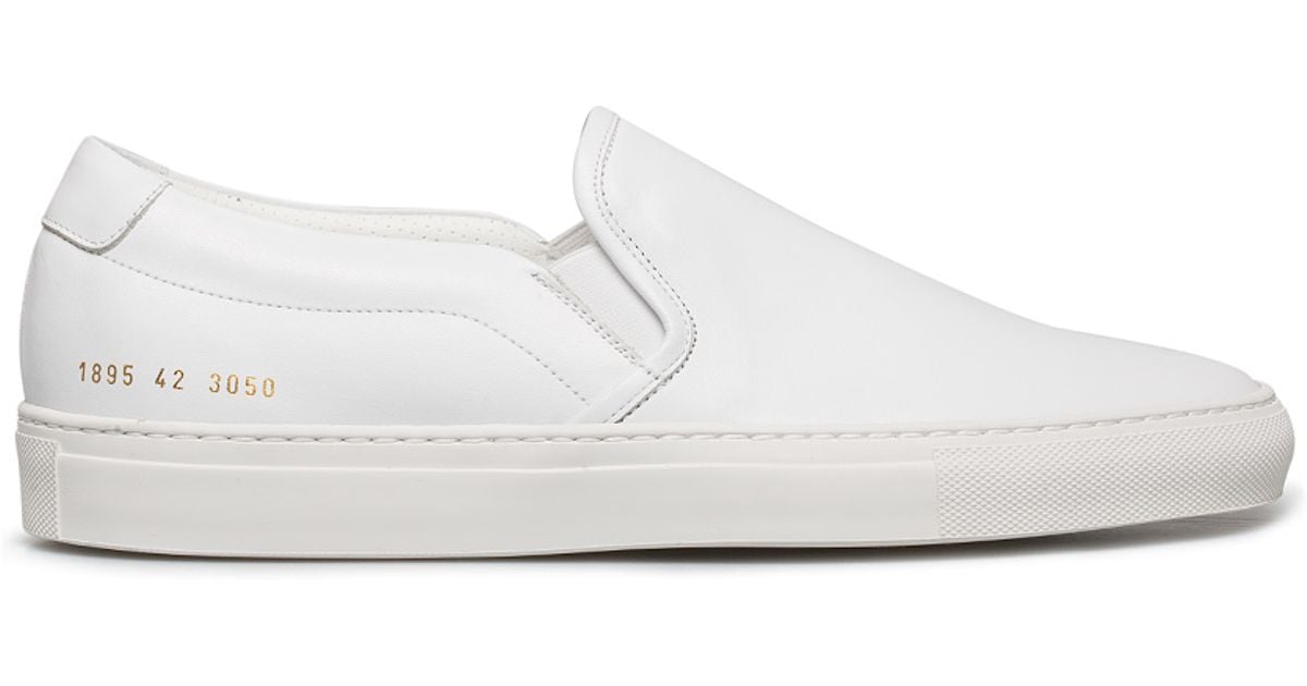 Common projects White Leather Slip-on Sneakers in White for Men | Lyst