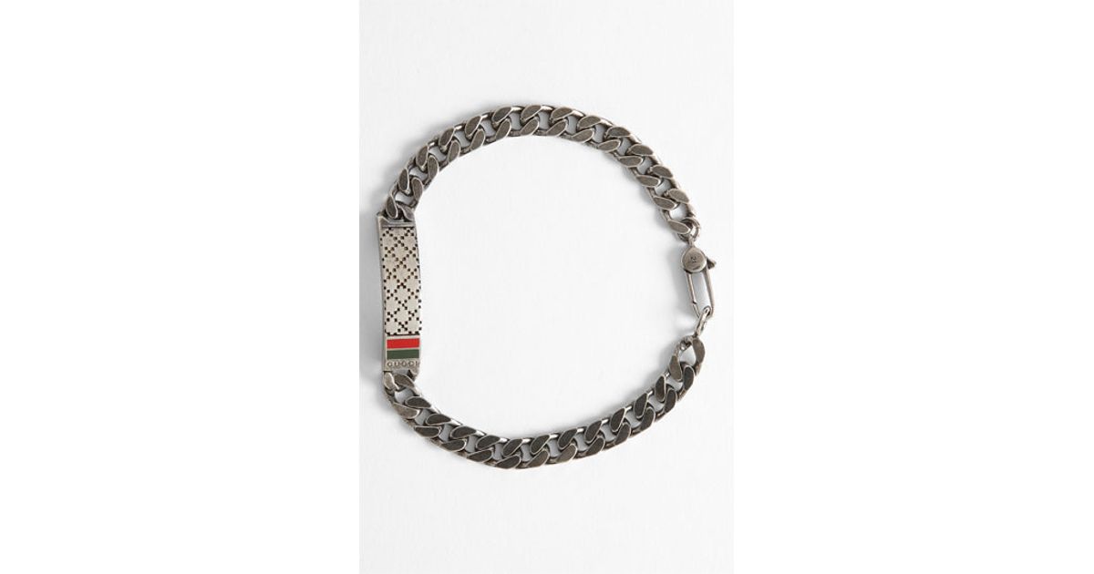Lyst - Gucci Diamante Pattern Sterling Silver Bracelet in Metallic for Men