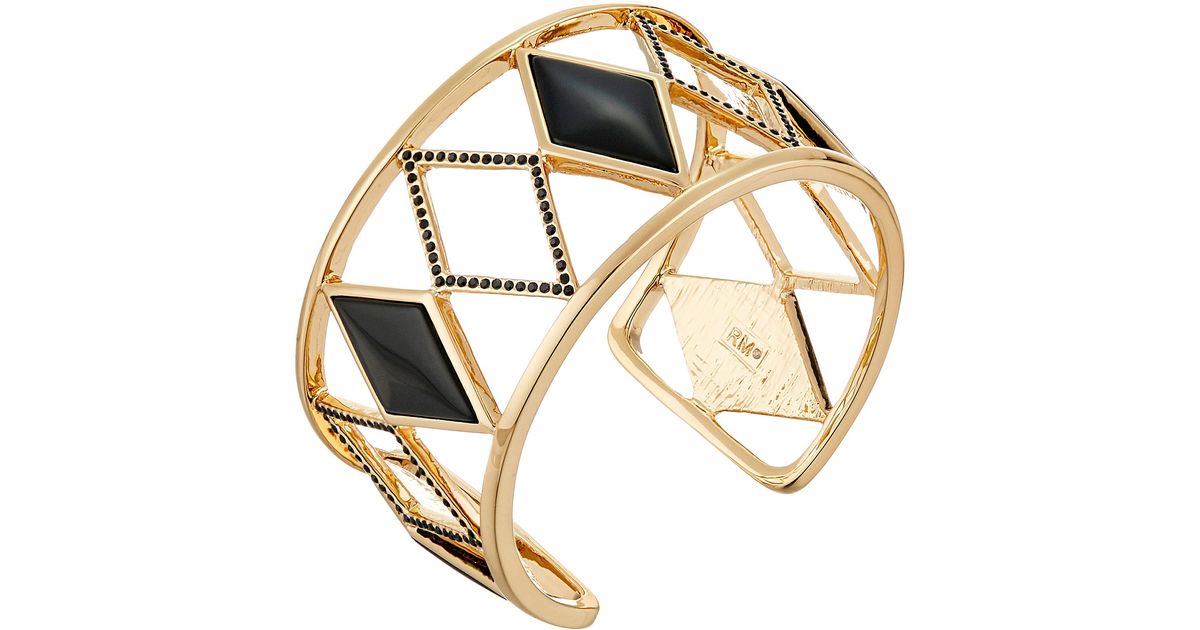 Lyst Rebecca Minkoff Diamond Cutout Cuff Bracelet In Black