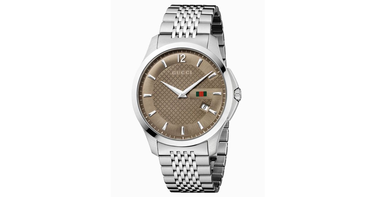 Gucci Stainless Steel Brown Dial Chain Link Watch in Silver for Men | Lyst