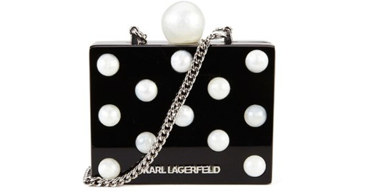 karl lagerfeld s minaudiere pearl clutch in black lyst karl lagerfeld s minaudiere pearl clutch in black lyst